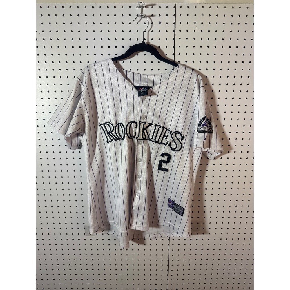 Majestic Colorado Rockies Troy Tulowitzki 2 Pinstripe Baseball Jersey Youth XXL